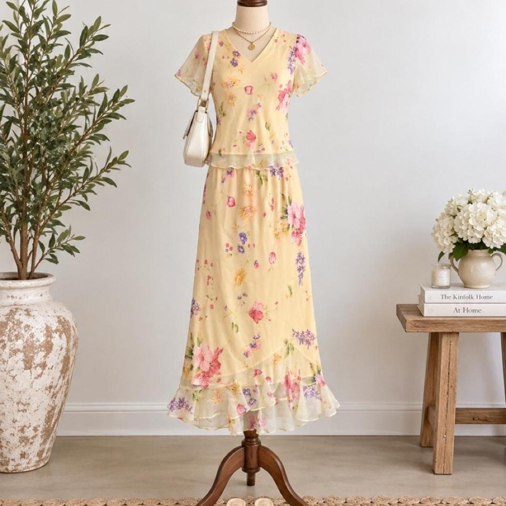 Vintage J.B.S. LTD Floral Two-Piece Skirt Set – Size 12